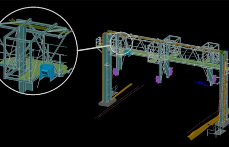 Railway Signal Gantry 3D CAD Model with Closeup