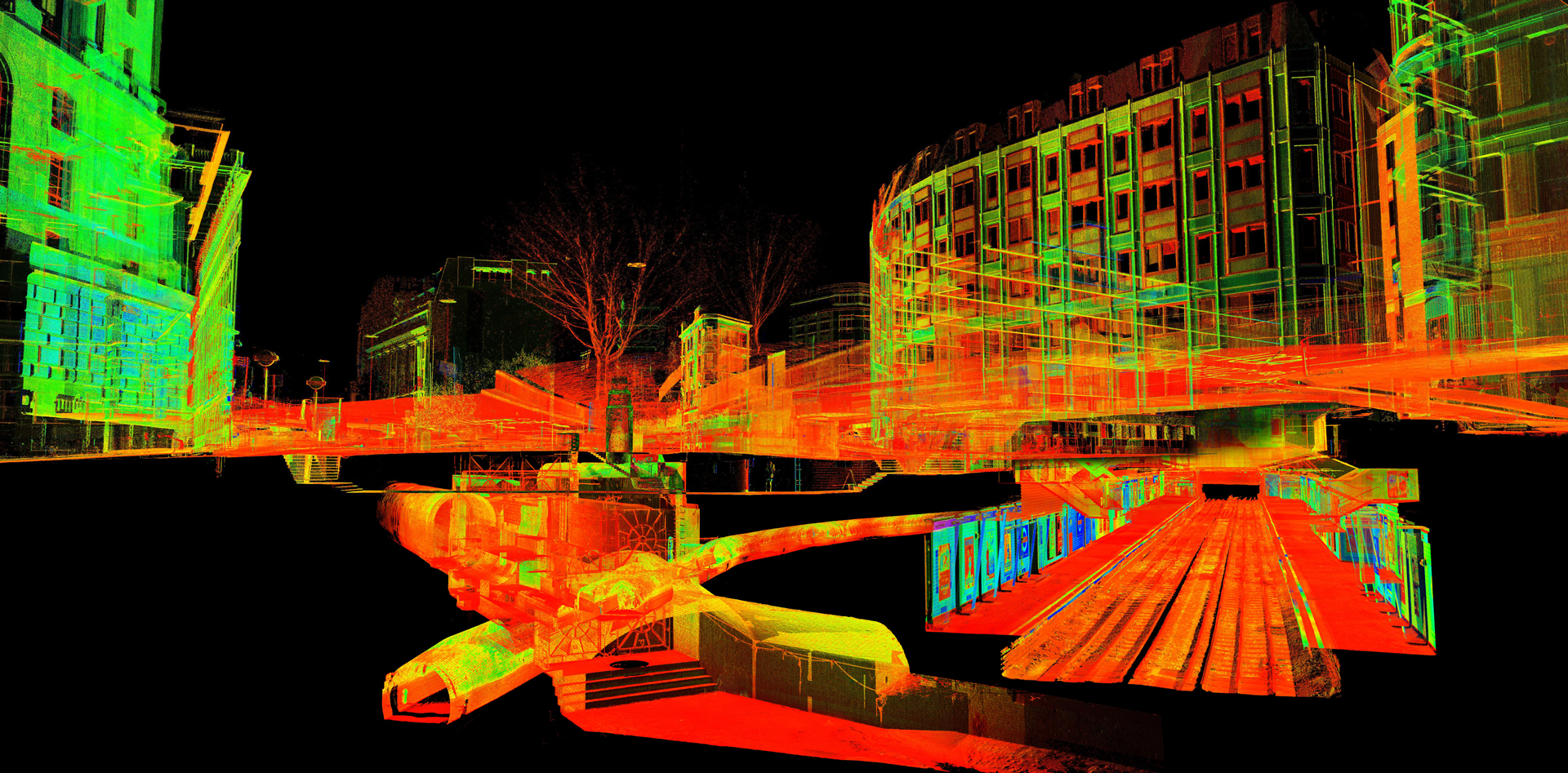 Point cloud view above and below ground