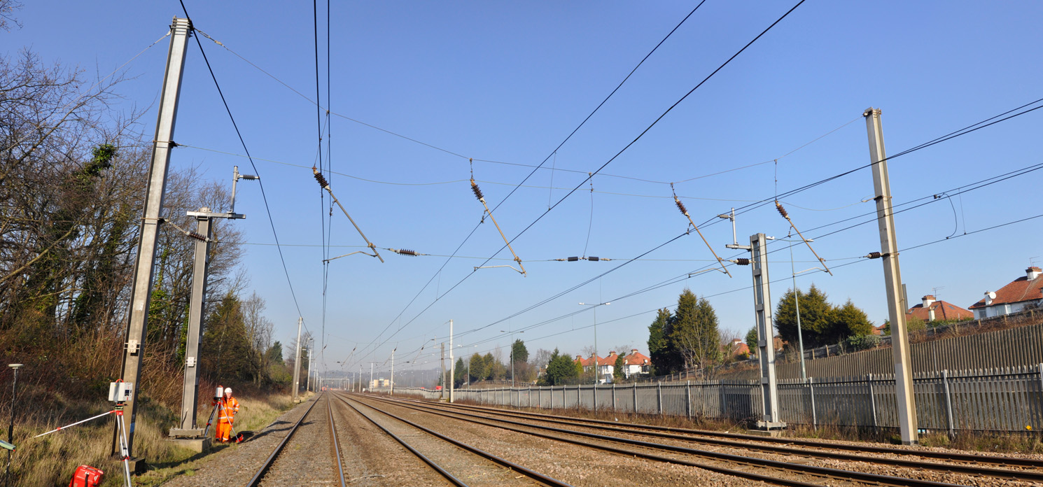 Scanning Railway OLE with two Leica Laser Scanners from the cess